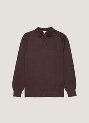 Men's Sea Island Cashmere Polo Shirt in Dark Chocolate