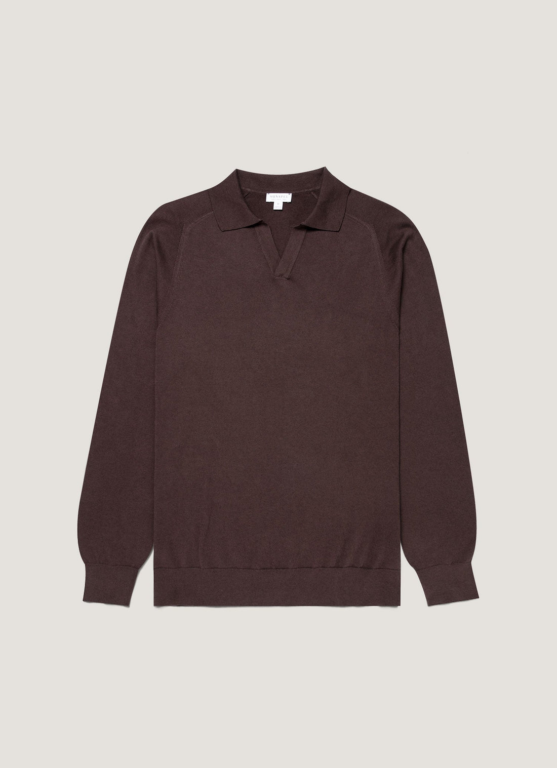 Men's Sea Island Cashmere Knitted Polo in Dark Chocolate