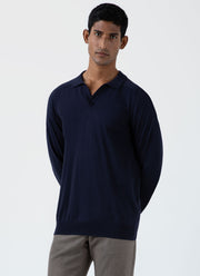 Men's Sea Island Cashmere Polo Shirt in Navy