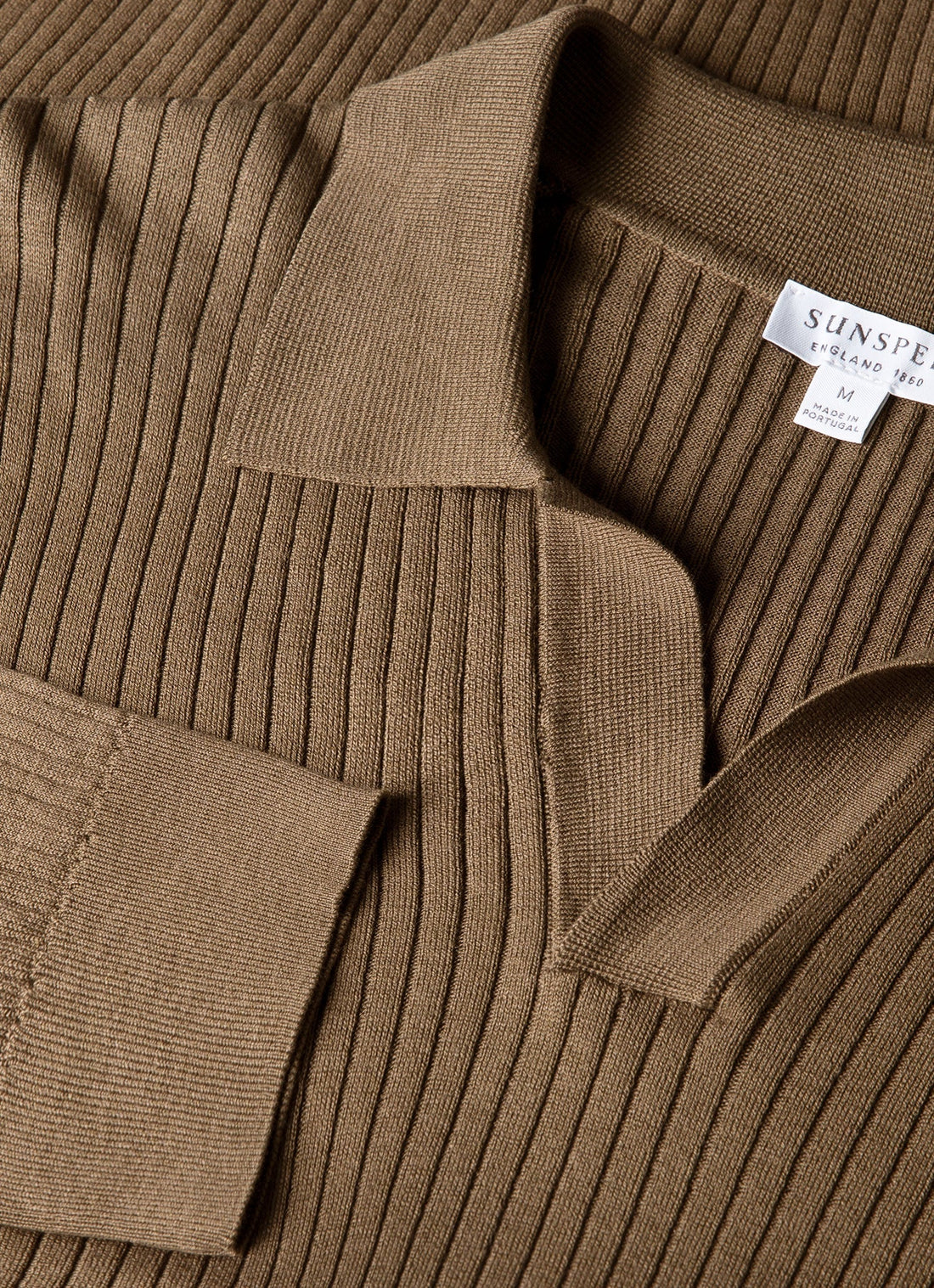 Men's Long Sleeve Fine Rib Silk Cotton Polo in Dark Cedar