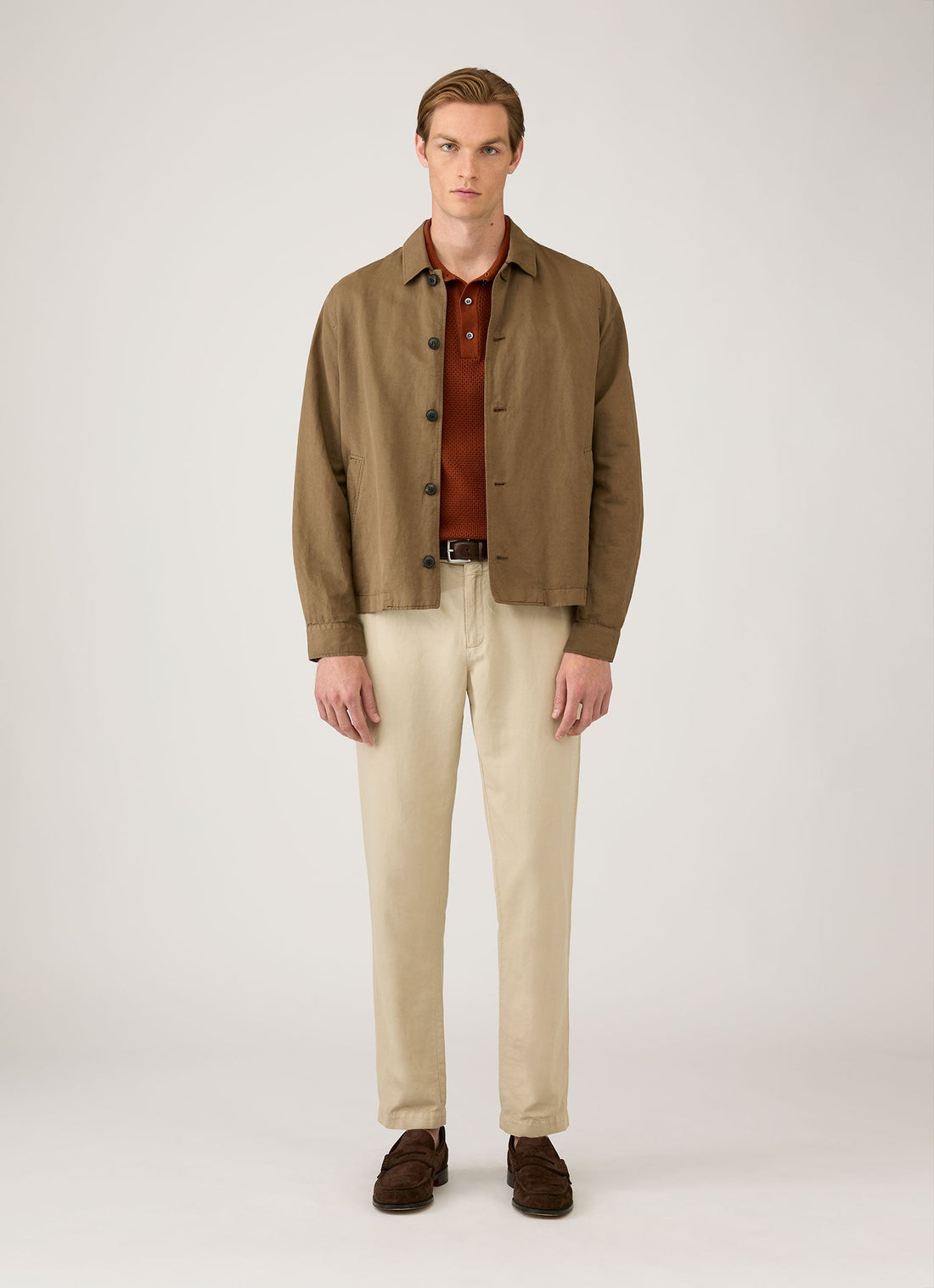 Men's Cotton Mesh Polo in Rust