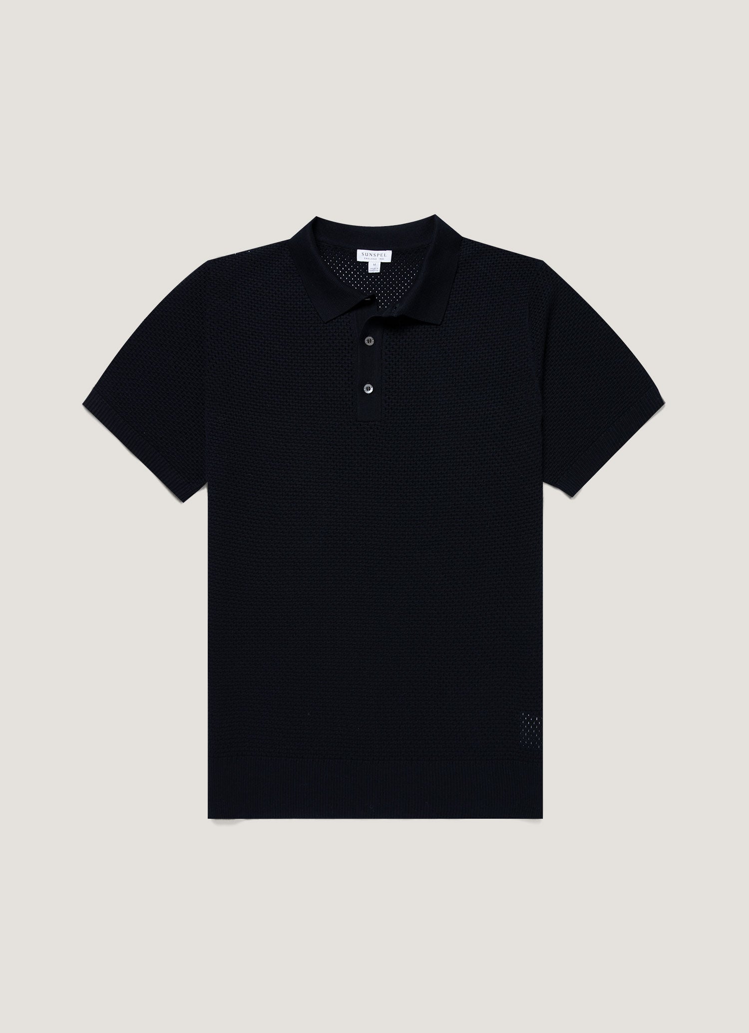 Men's Cotton Mesh Polo Shirt in Navy