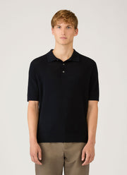 Men's Cotton Mesh Polo Shirt in Navy
