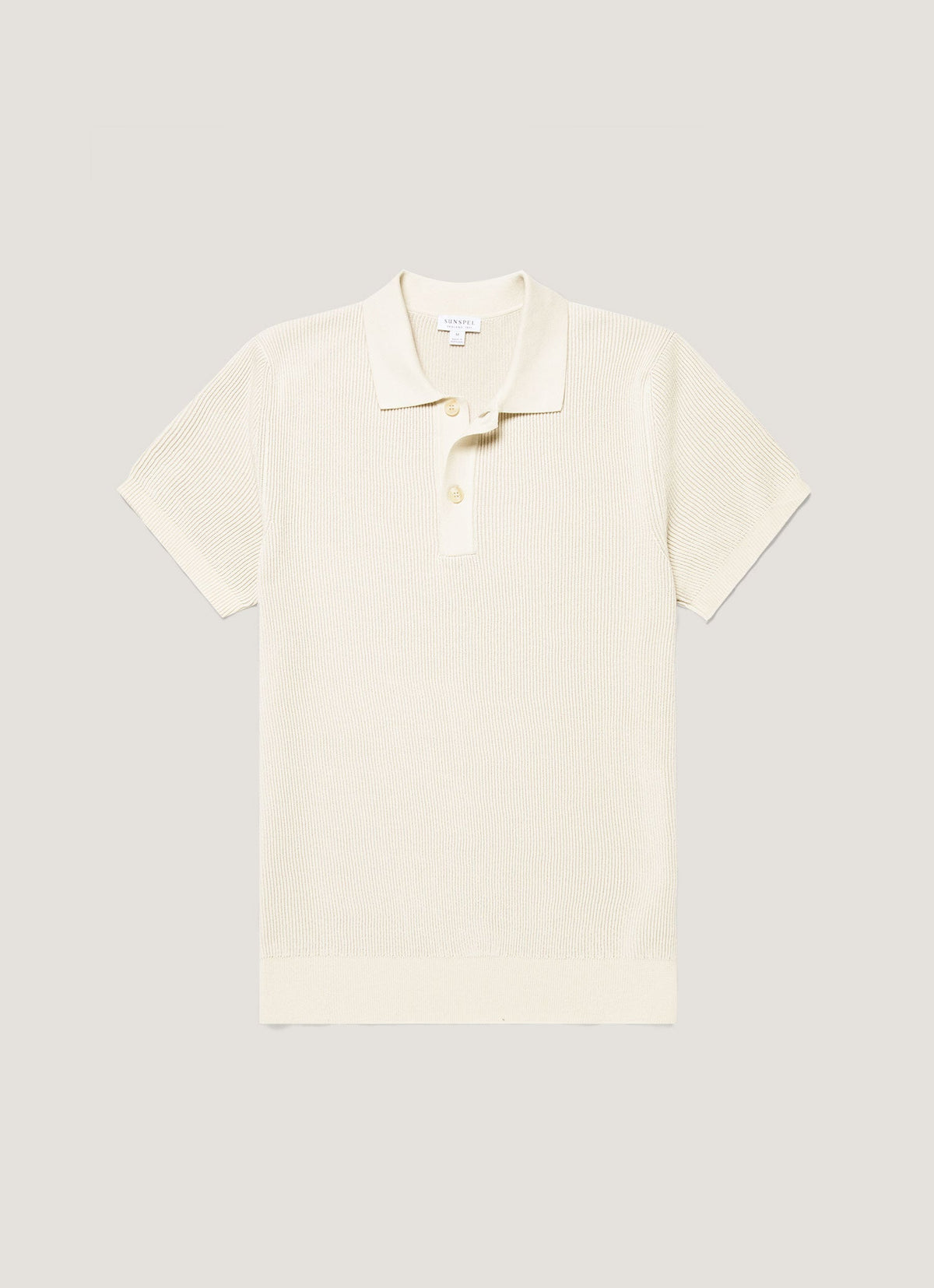 Men's Contrast Rib Polo Shirt in Ecru