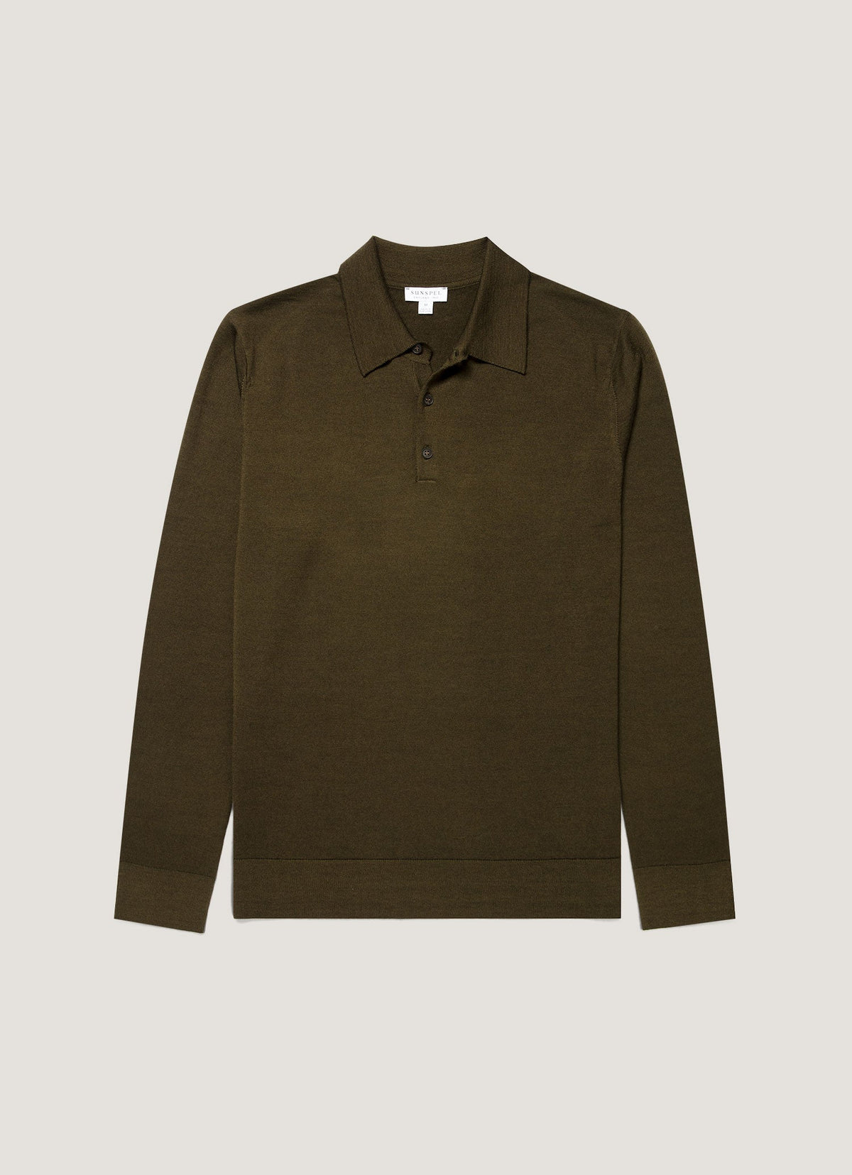 Men's Extra-Fine Merino Knitted Polo Shirt in Loden Green
