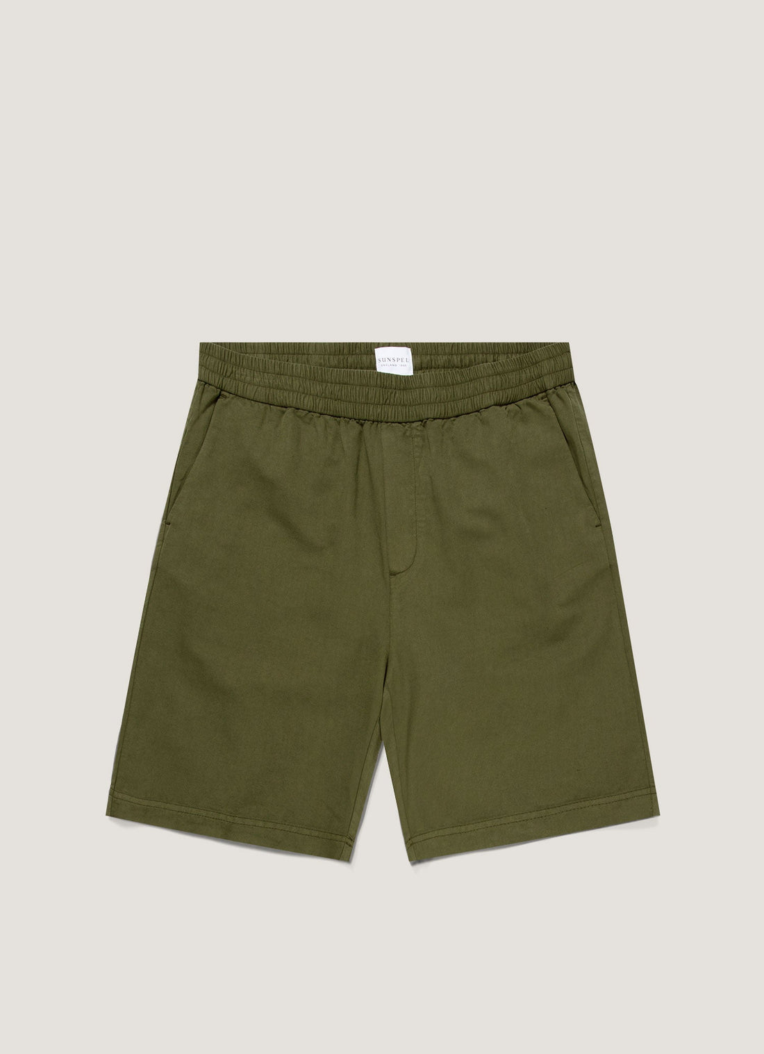 Men's Cotton Linen Drawstring Shorts in Deep Olive