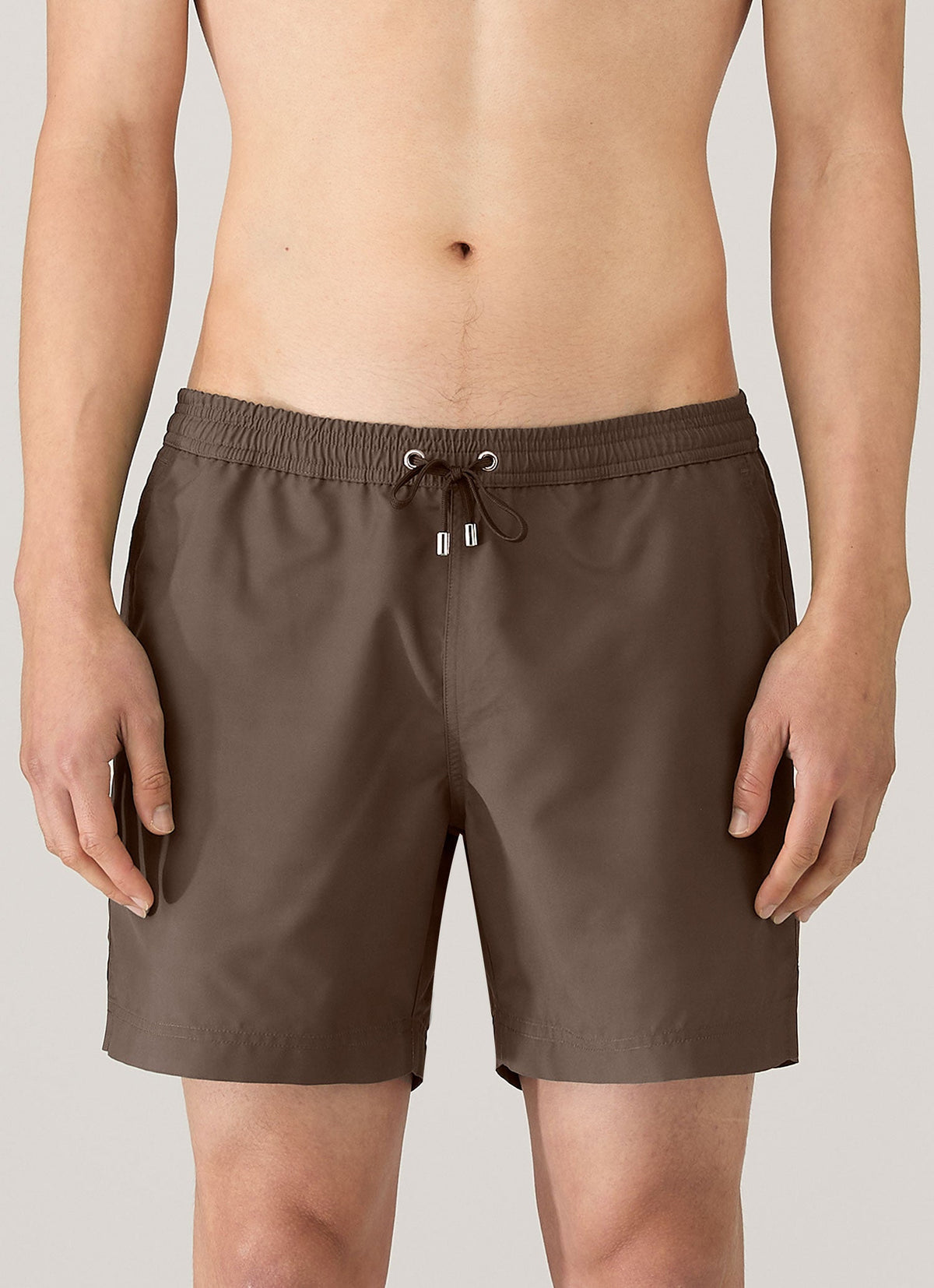Men's Drawstring Swim Shorts in Dark Walnut