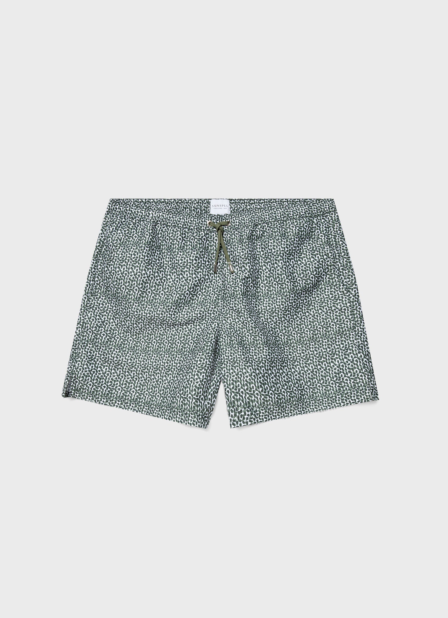 Men's Swimshort in Green Painted Spot Print