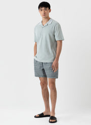 Men's Swimshort in Green Painted Spot Print