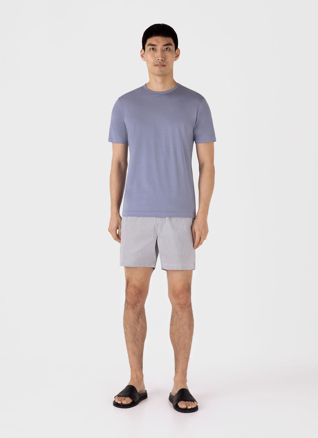 Men's Drawstring Swim Shorts in Navy/White