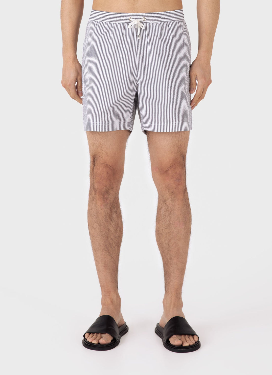 Men's Drawstring Swim Shorts in Navy/White