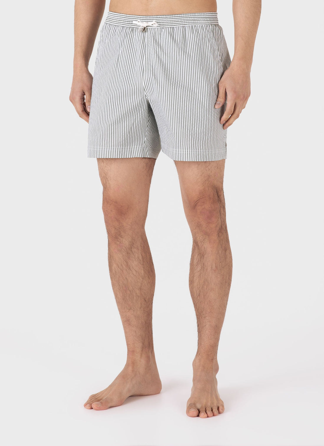 Men's Drawstring Swim Shorts in Dusk Green/White