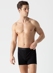 Men's Superfine Cotton Two-Button Shorts in Black