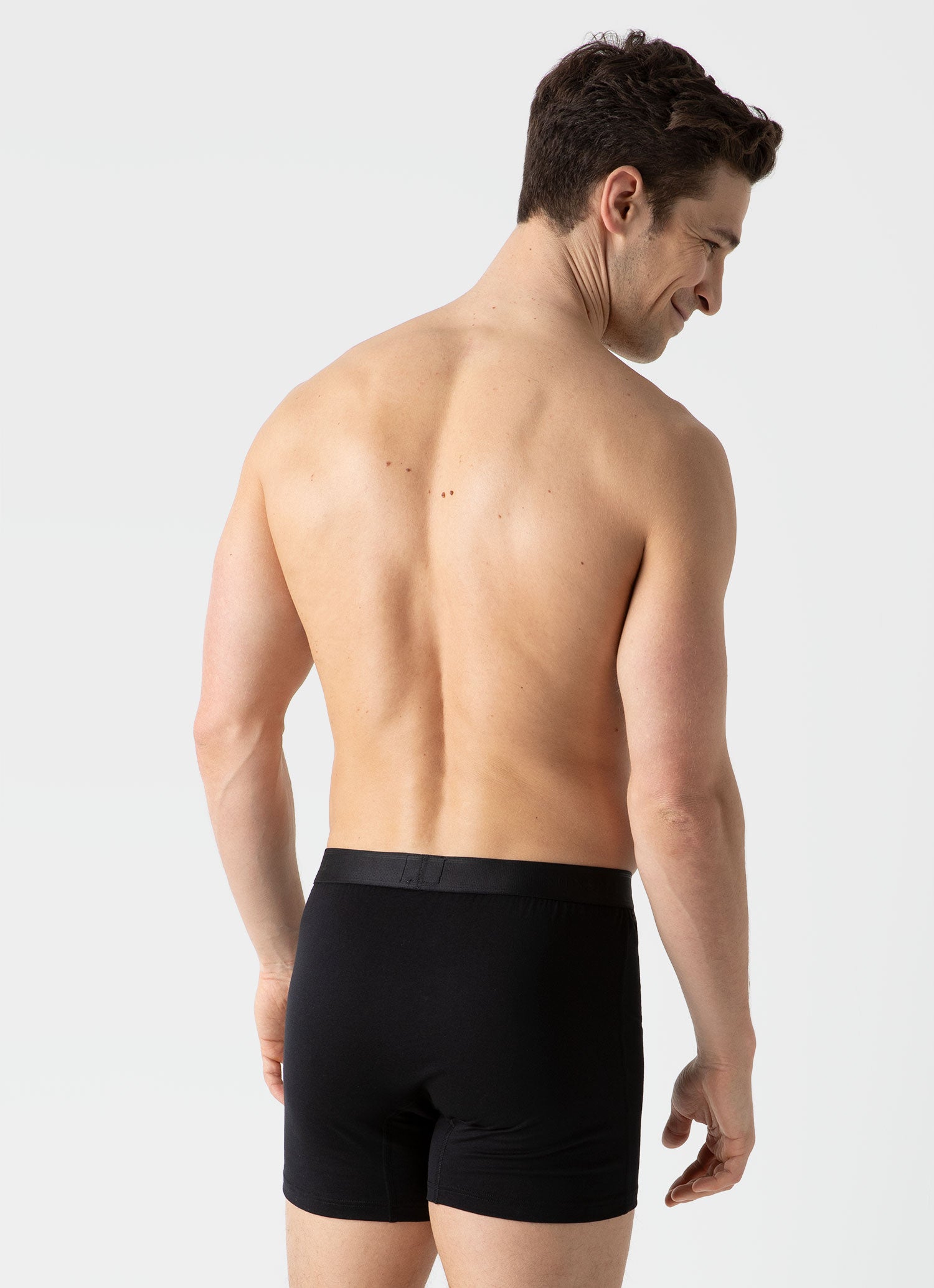 Men's Superfine Cotton Two-Button Boxer Briefs in Black
