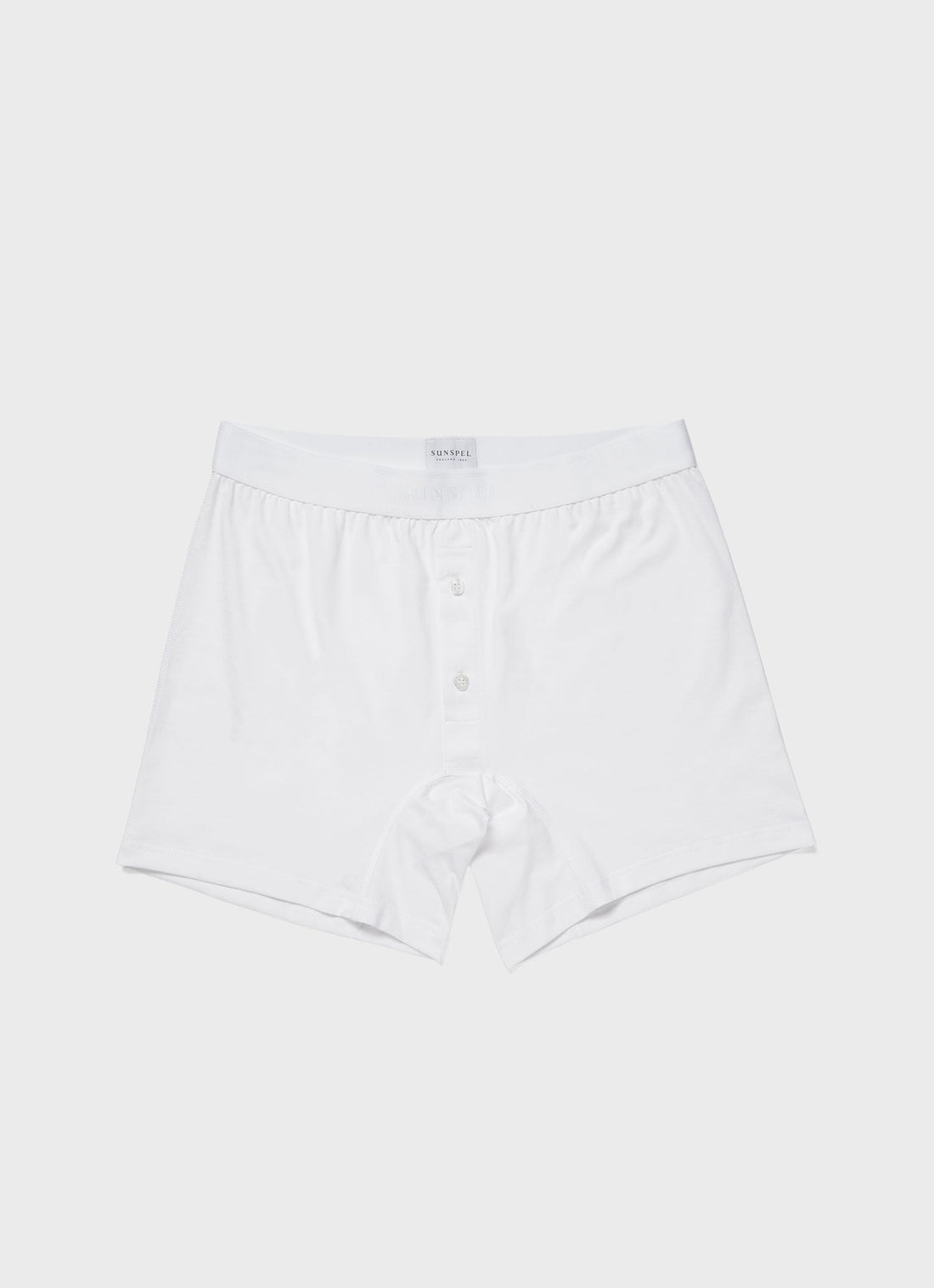 Men's Superfine Cotton Two-Button Boxer Briefs in White