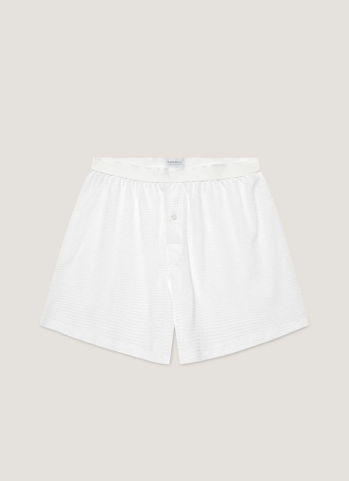 Men's Cellular Cotton One-Button Boxer Short in White