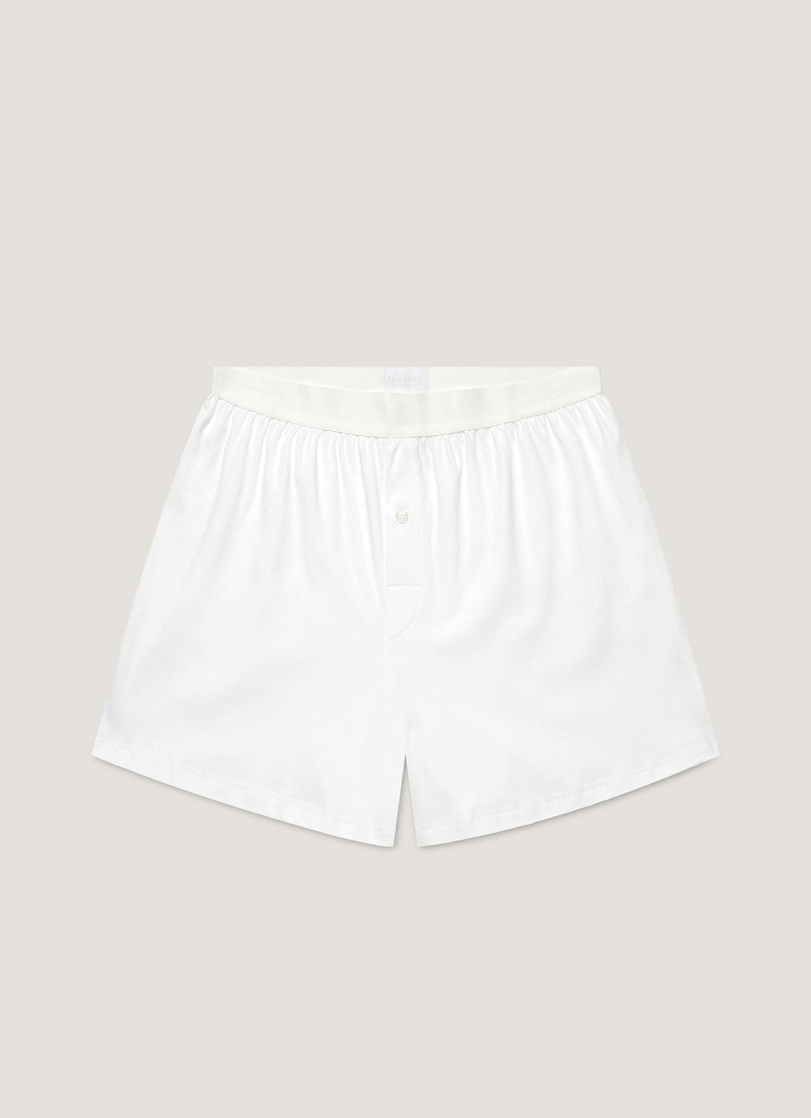 Men's Sea Island Cotton One-Button Boxer Short in White