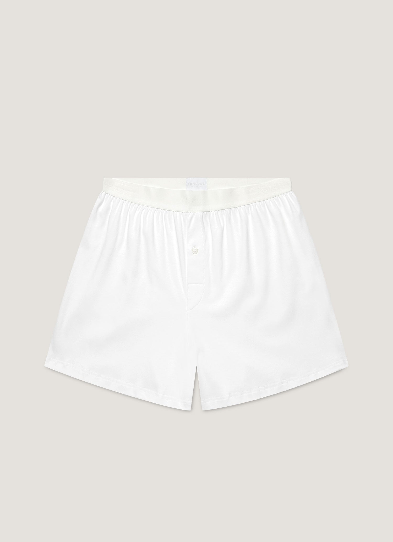 Men's Sea Island Cotton One-Button Boxer Short in White