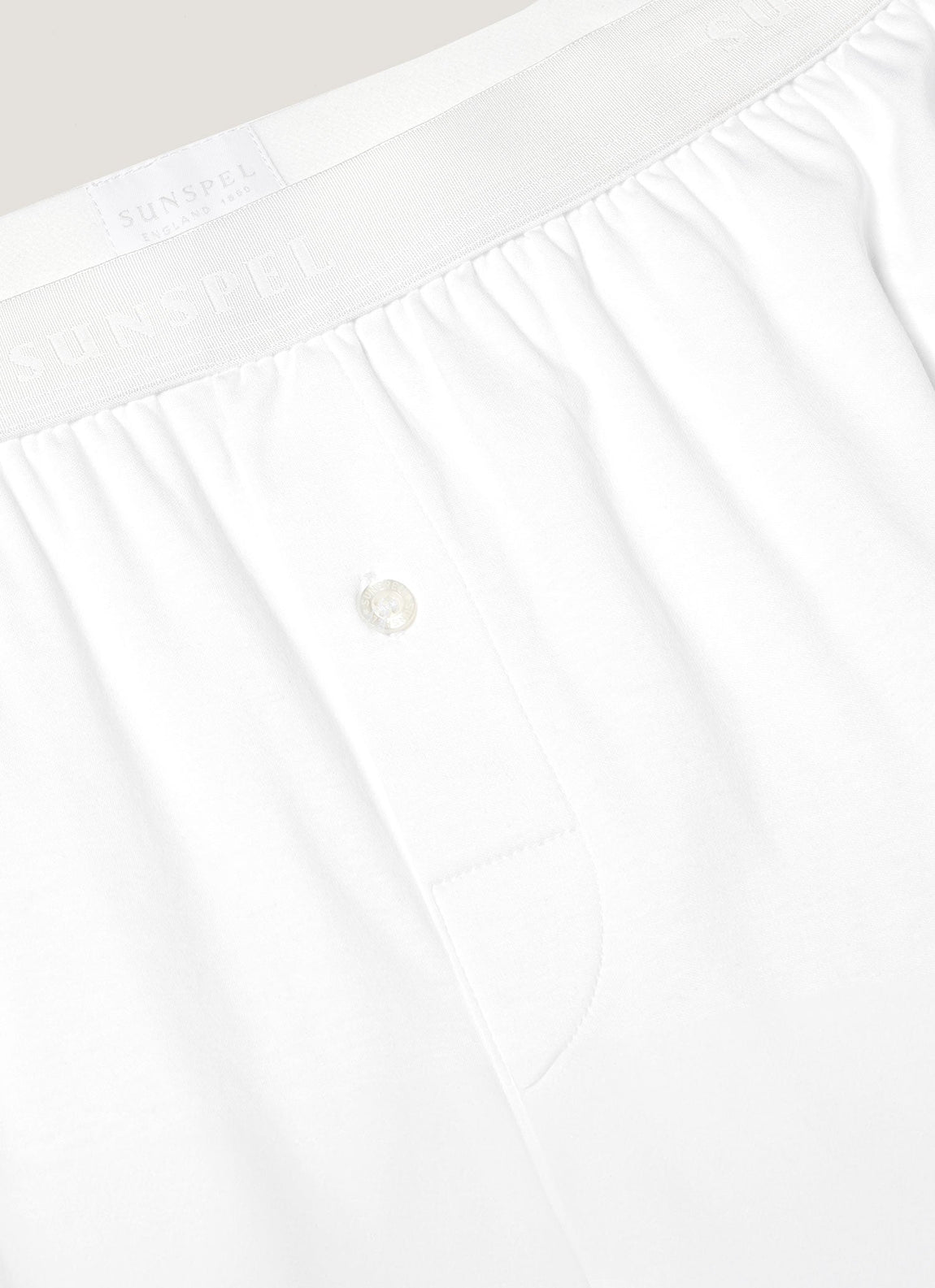 Men's Sea Island Cotton One-Button Boxer Short in White