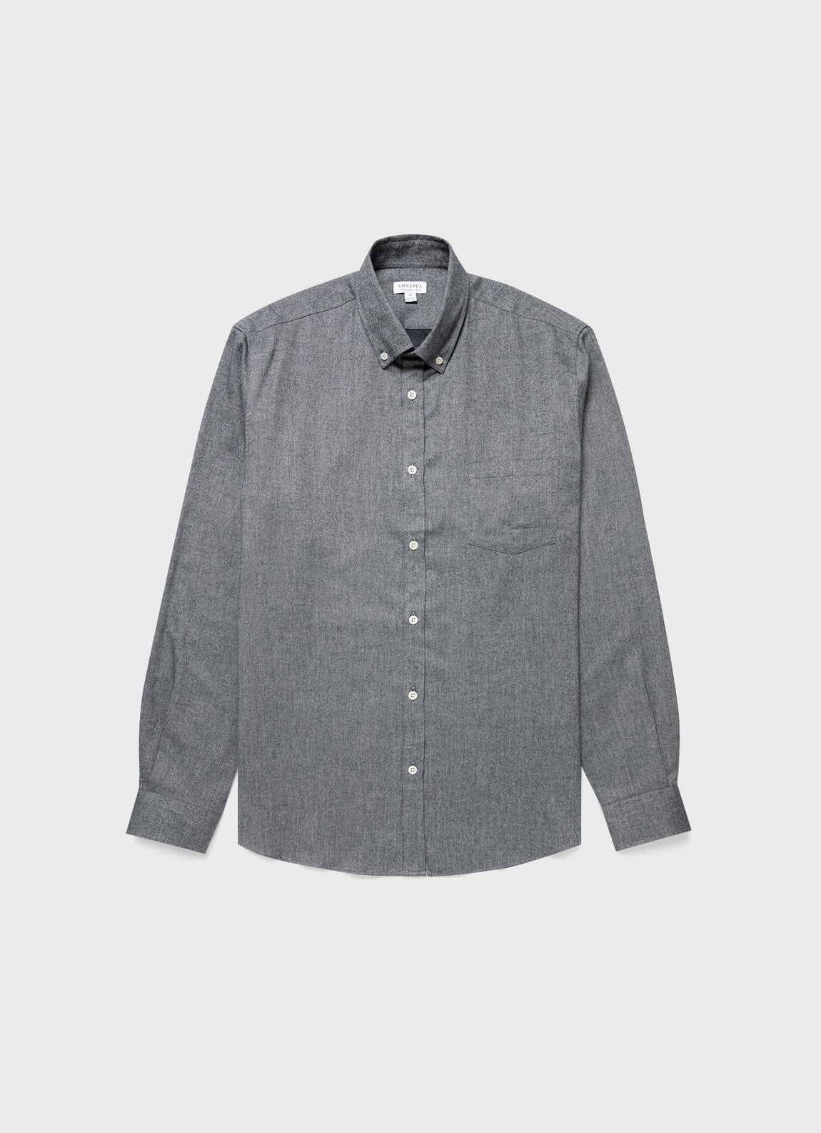 Men's Button Down Flannel Shirt in Mid Grey Melange