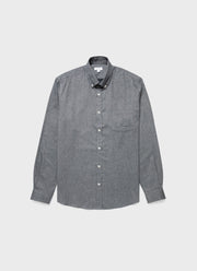 Men's Button Down Flannel Shirt in Mid Grey Melange