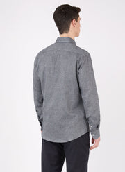 Men's Button Down Flannel Shirt in Mid Grey Melange