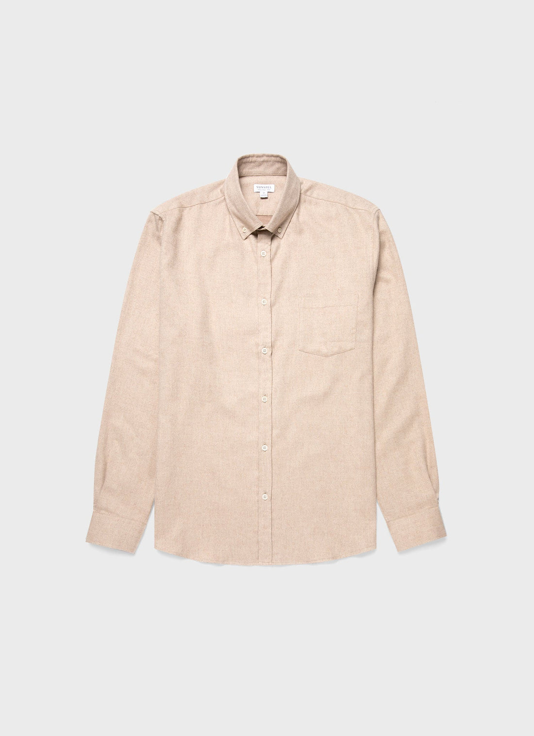 Men's Button Down Flannel Shirt in Oatmeal Melange