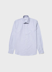 Men's Sea Island Cotton Shirt in Navy/White Fine Stripe