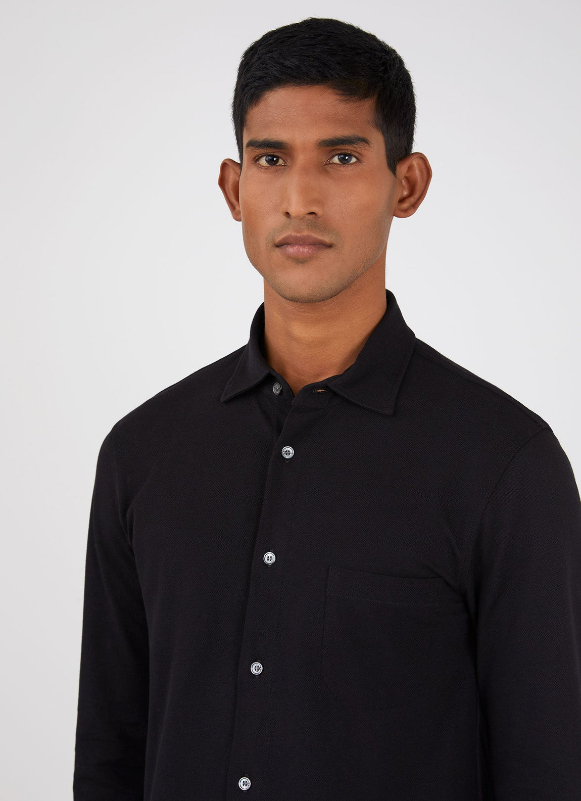 Men's Piqué Shirt in Black