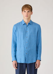 Men's Linen Shirt in Cool Blue