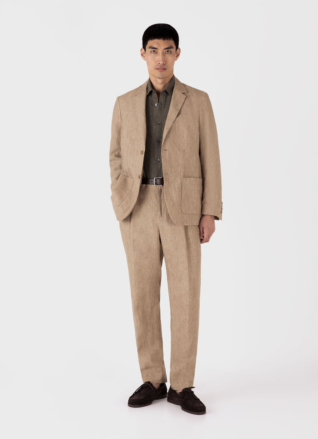 Men's Linen Shirt in Dusk Green