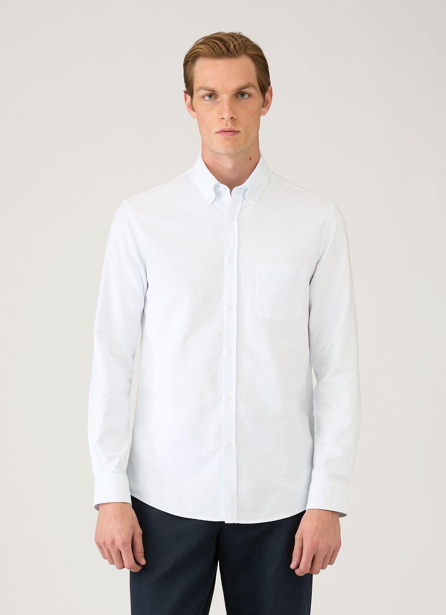 Men's Button Down Oxford Shirt in Light Blue/White