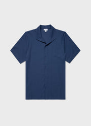 Men's Short Sleeve Textured Jersey Shirt in Soft Denim