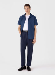 Men's Short Sleeve Textured Jersey Shirt in Soft Denim