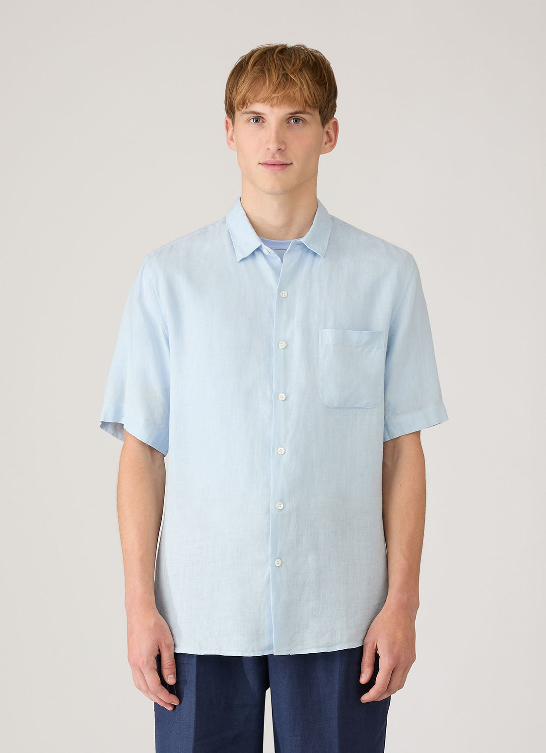 Chemise en lin à manches courtes