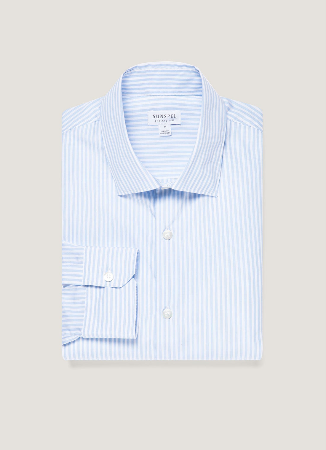 Men's Cutaway Collar Shirt in White/Light Blue