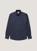 Men's Button Down Flannel Shirt in Navy Melange