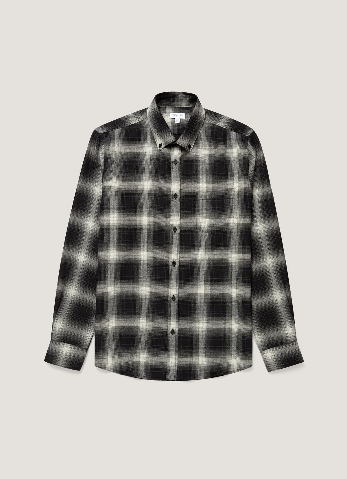 Men's Button Down Flannel Shirt in Black Melton Check
