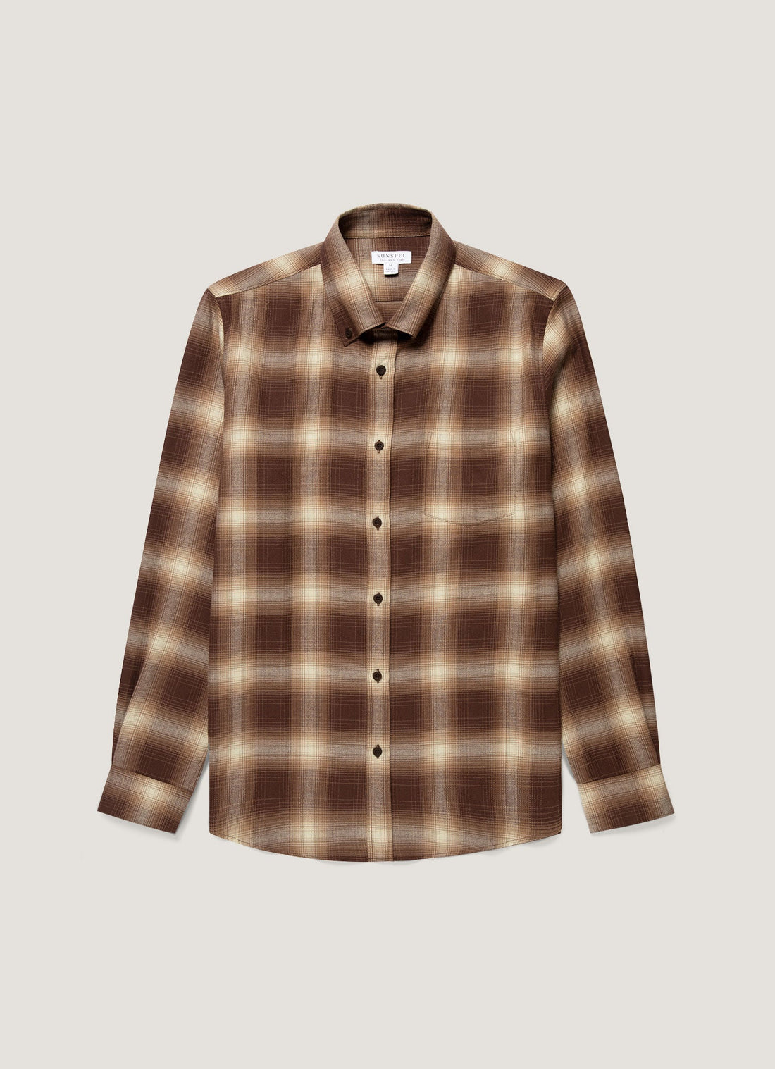 Men's Button Down Flannel Shirt in Chestnut Melton Check