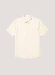 Men's Short Sleeve Cotton Linen Shirt in Ecru