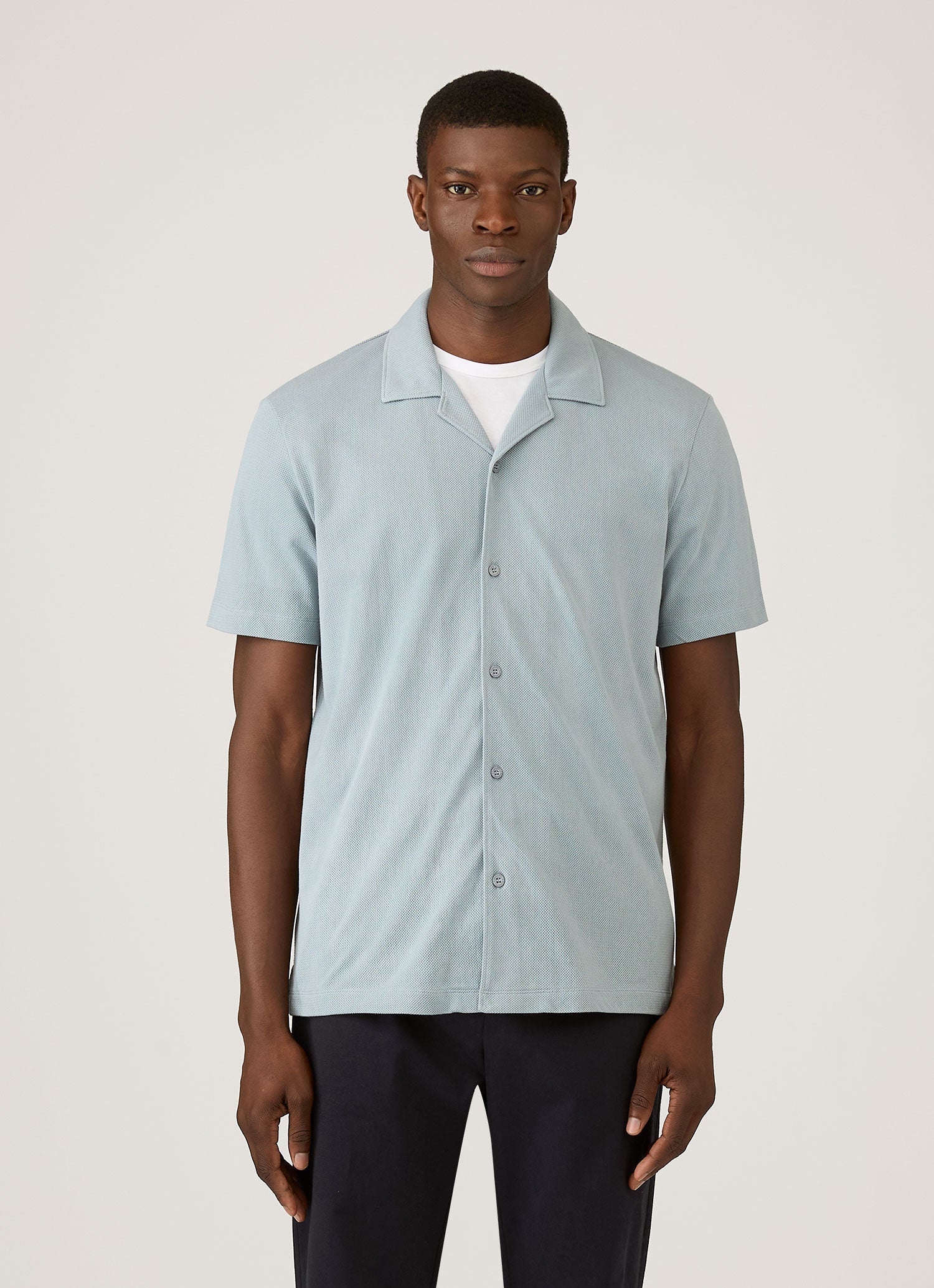 Men's Riviera Camp Collar Shirt in Stone Blue