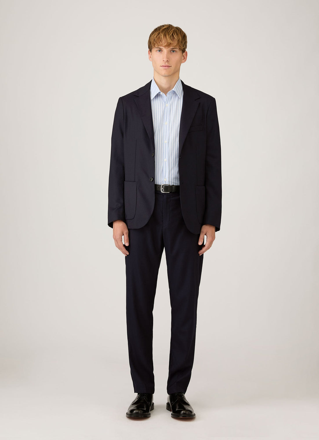 Men's Poplin Shirt in Sky Blue/White/Navy