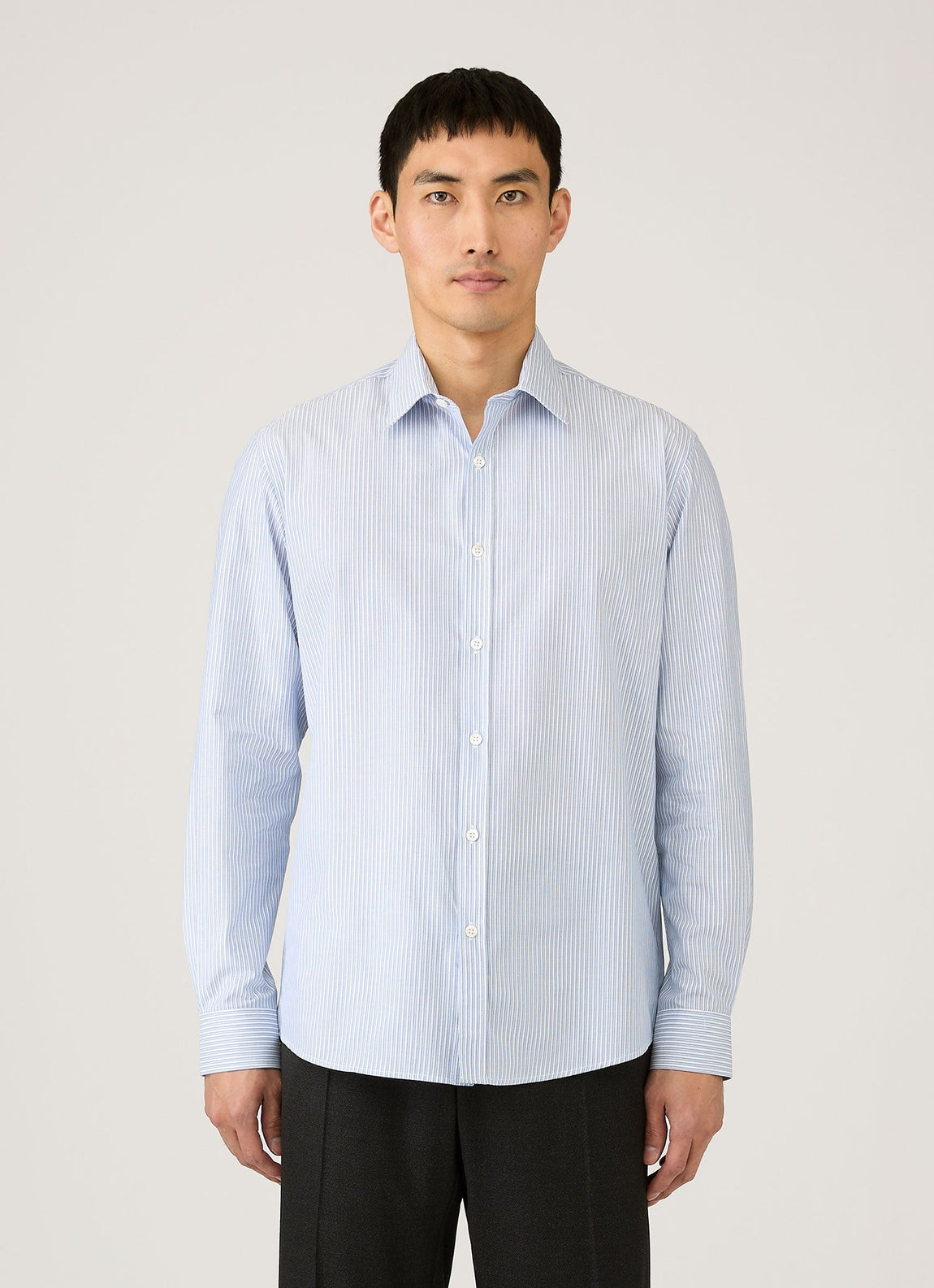 Men's Poplin Shirt in White/Blue/Navy