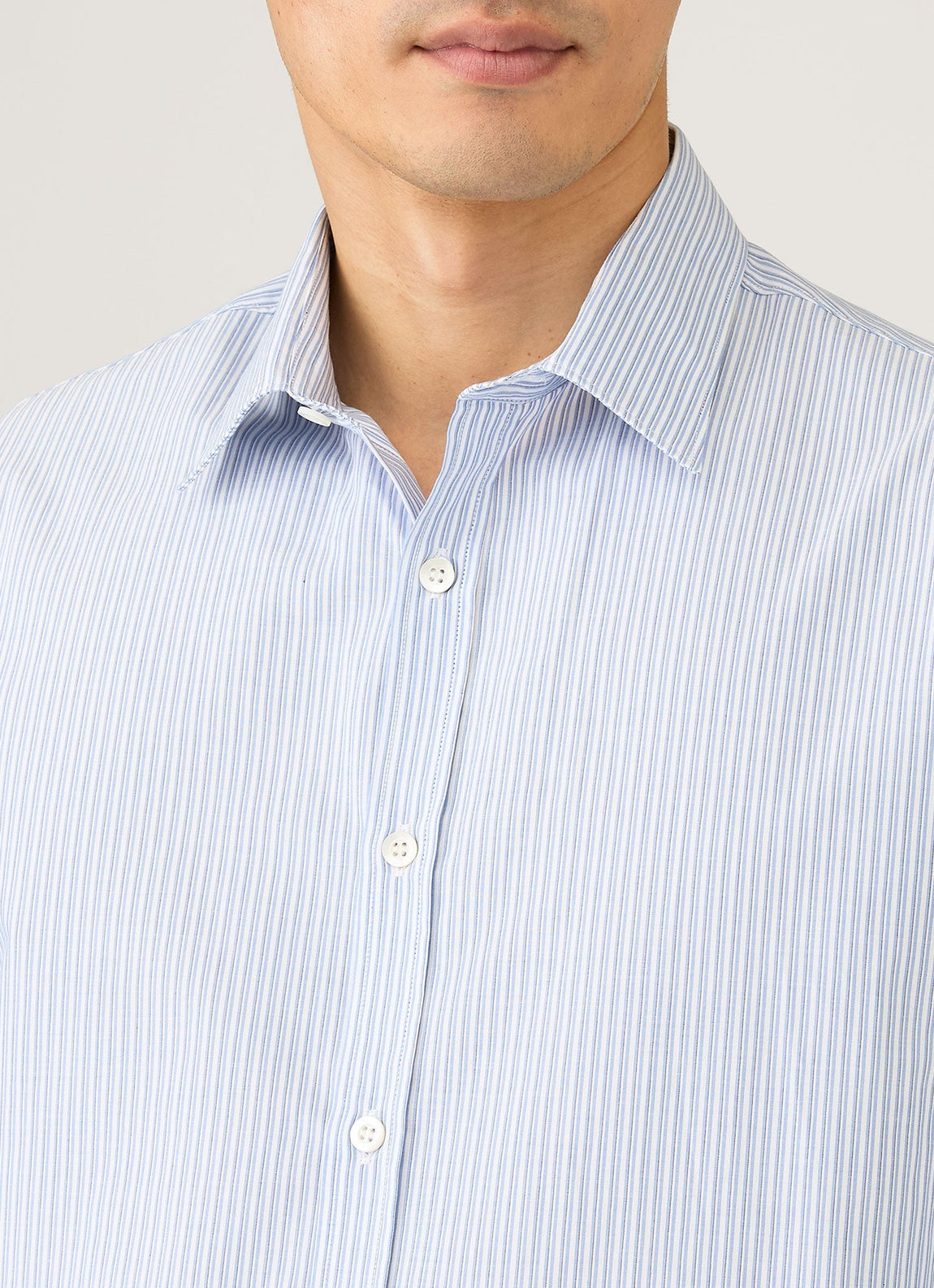 Men's Poplin Shirt in White/Blue/Navy