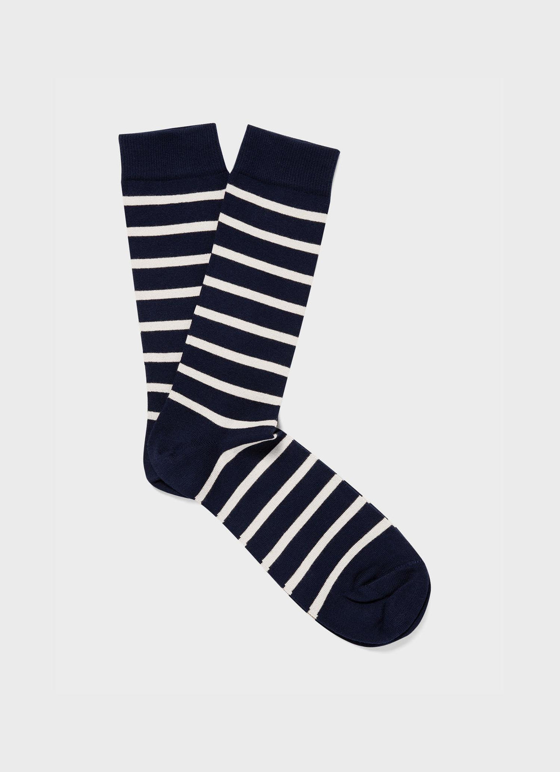 Men's Cotton Socks in Navy/Archive White Breton Stripe