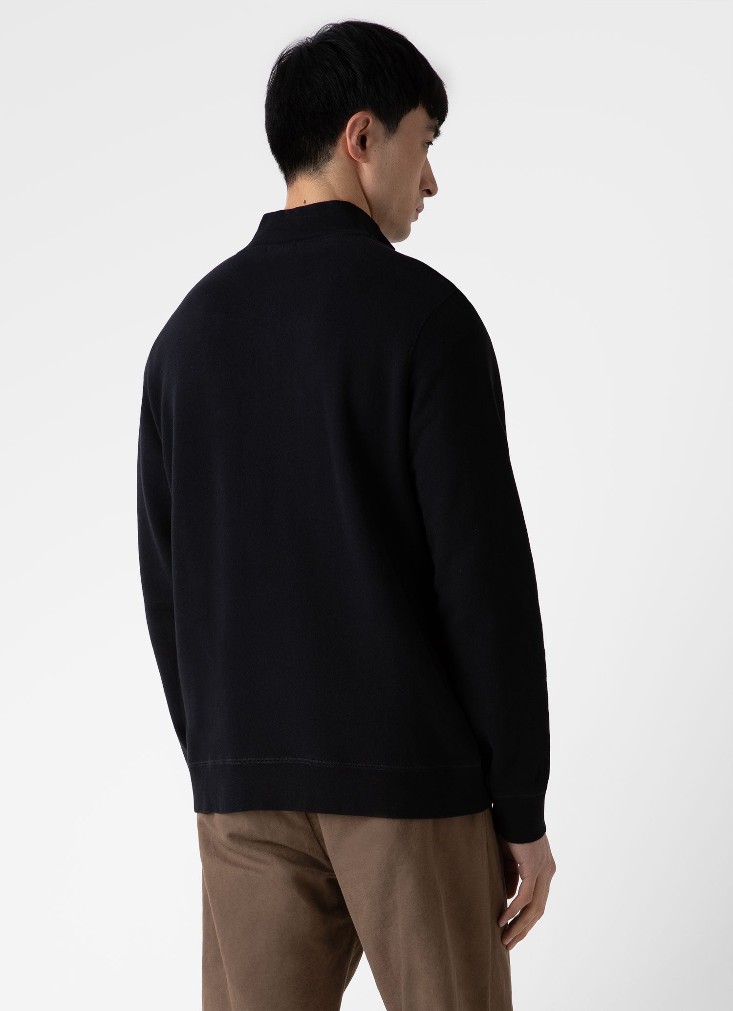 Men's Half Zip Loopback Sweatshirt in Black