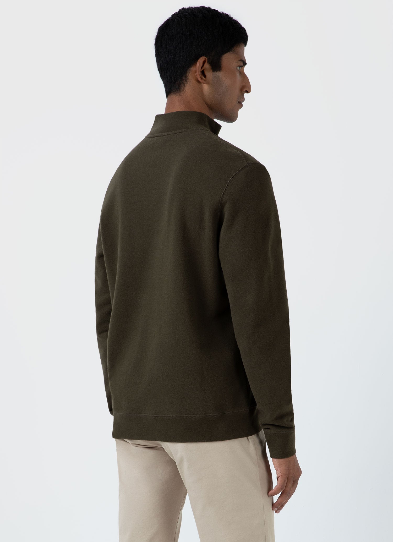 Men's Half Zip Loopback Sweatshirt in Dark Olive