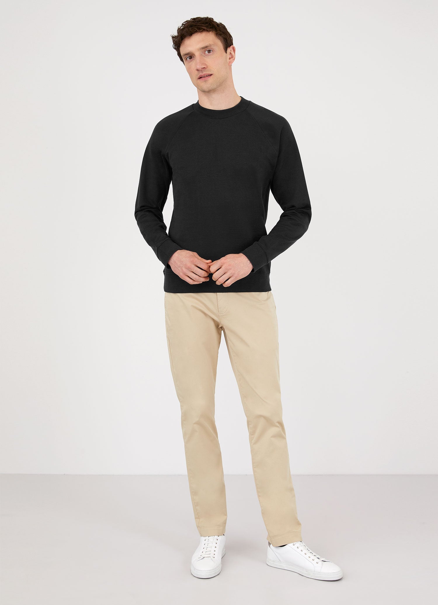 Men's Sea Island Cotton Sweatshirt in Black