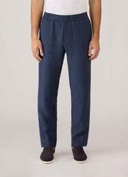 Men's Linen Drawstring Trouser in Light Navy