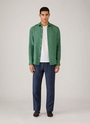 Men's Linen Drawstring Trouser in Light Navy